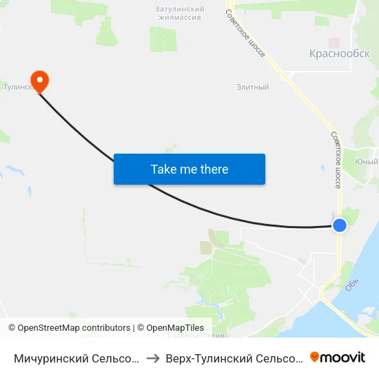 Мичуринский Сельсовет to Верх-Тулинский Сельсовет map