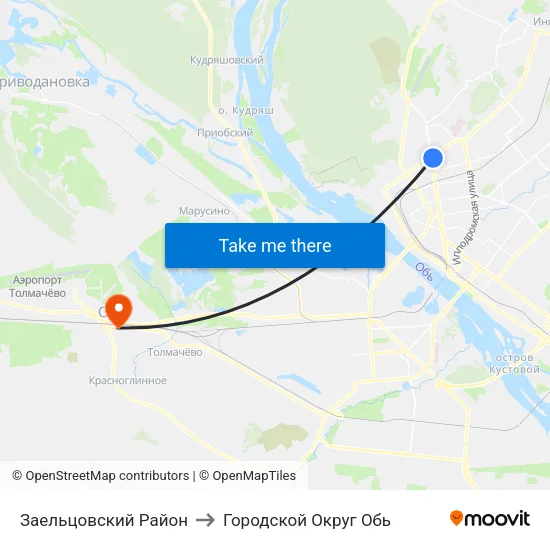 Заельцовский Район to Городской Округ Обь map