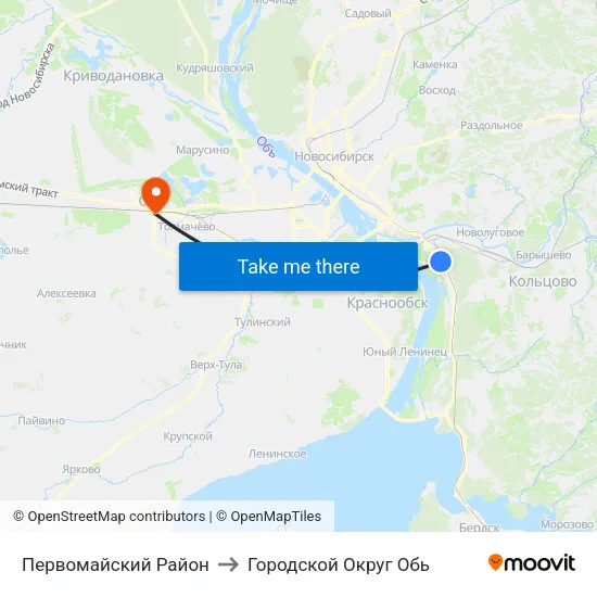 Первомайский Район to Городской Округ Обь map