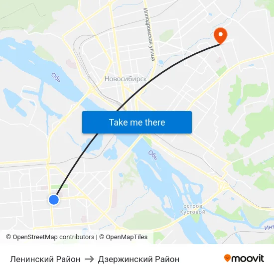 Ленинский Район to Дзержинский Район map