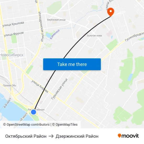 Октябрьский Район to Дзержинский Район map