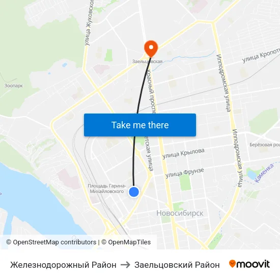 Железнодорожный Район to Заельцовский Район map
