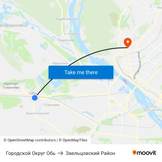 Городской Округ Обь to Заельцовский Район map