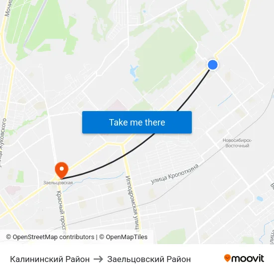 Калининский Район to Заельцовский Район map