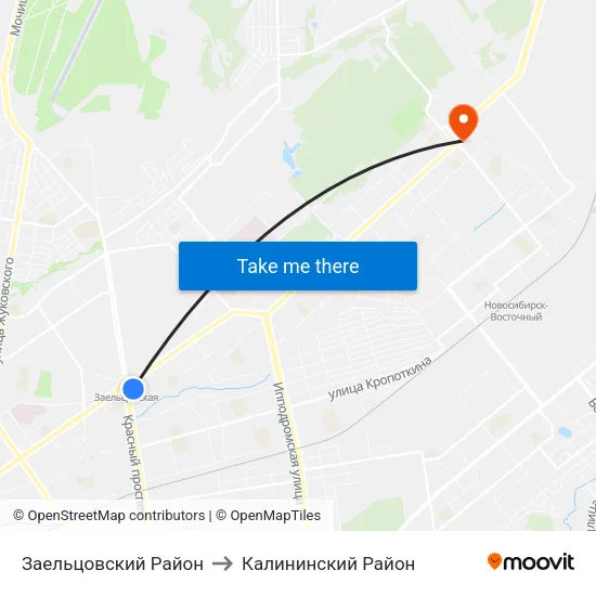 Заельцовский Район to Калининский Район map