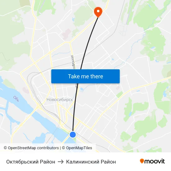 Октябрьский Район to Калининский Район map