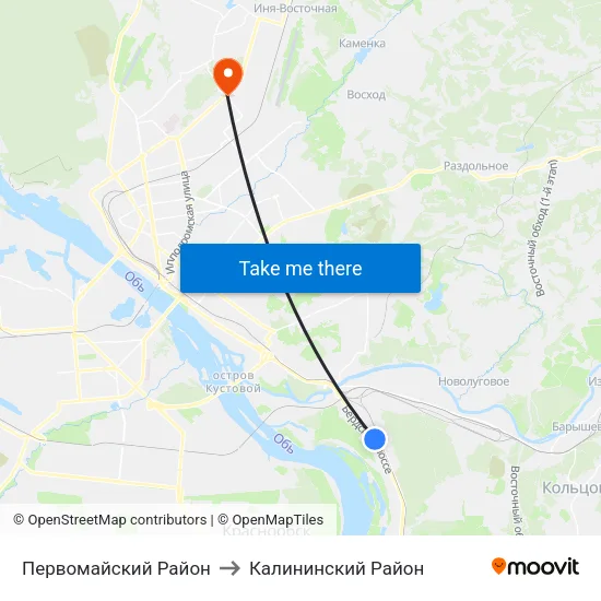 Первомайский Район to Калининский Район map