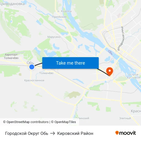 Городской Округ Обь to Кировский Район map