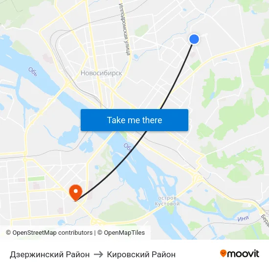 Дзержинский Район to Кировский Район map