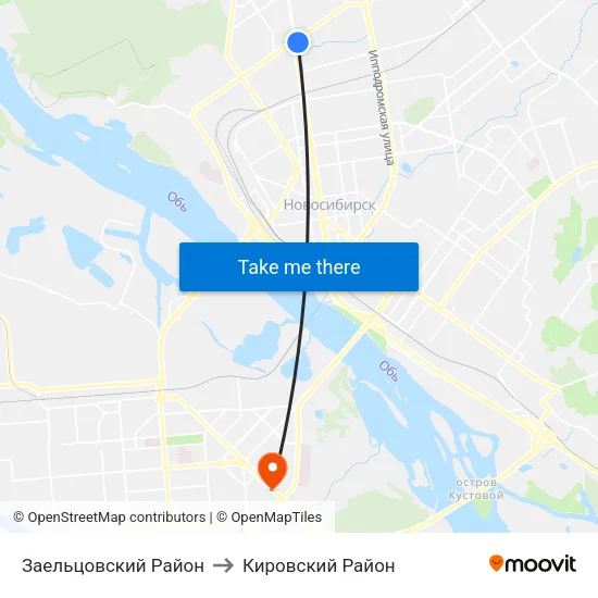 Заельцовский Район to Кировский Район map