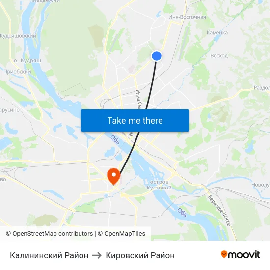 Калининский Район to Кировский Район map
