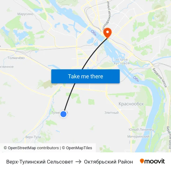Верх-Тулинский Сельсовет to Октябрьский Район map
