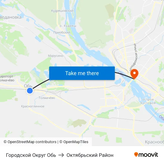 Городской Округ Обь to Октябрьский Район map