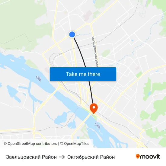 Заельцовский Район to Октябрьский Район map