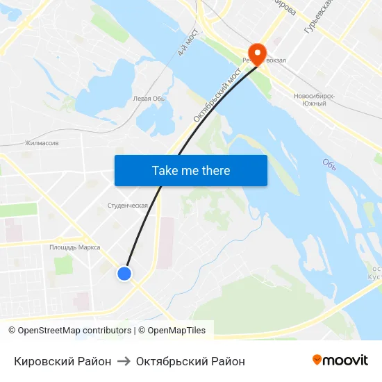 Кировский Район to Октябрьский Район map