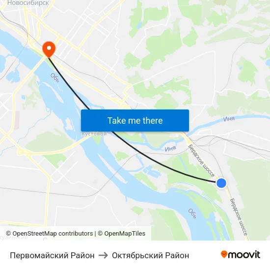 Первомайский Район to Октябрьский Район map