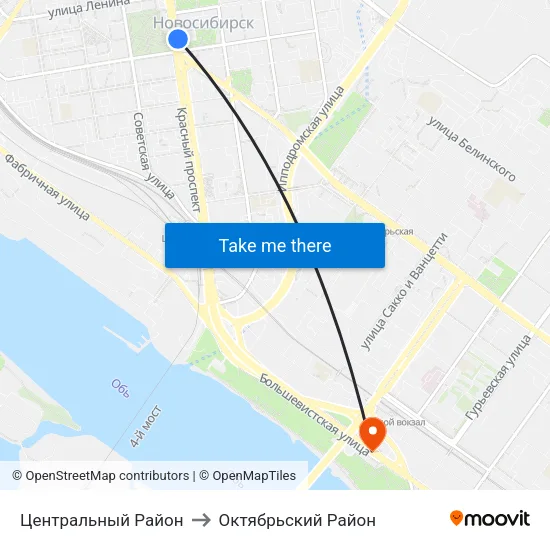 Центральный Район to Октябрьский Район map