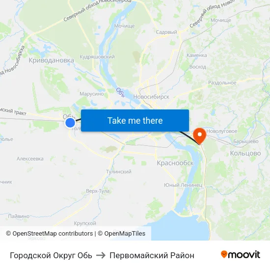 Городской Округ Обь to Первомайский Район map