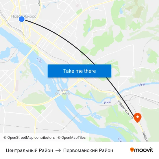 Центральный Район to Первомайский Район map