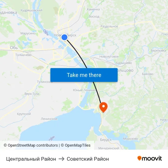 Центральный Район to Советский Район map