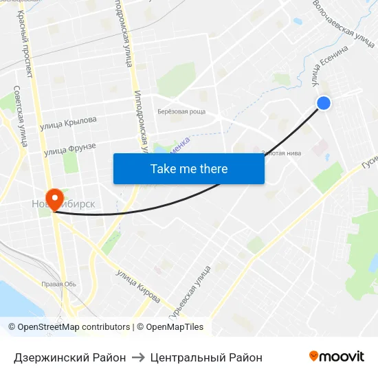 Дзержинский Район to Центральный Район map