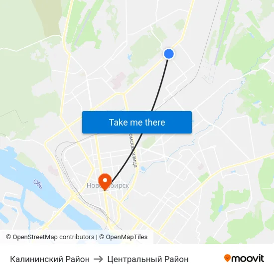 Калининский Район to Центральный Район map