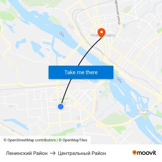 Ленинский Район to Центральный Район map