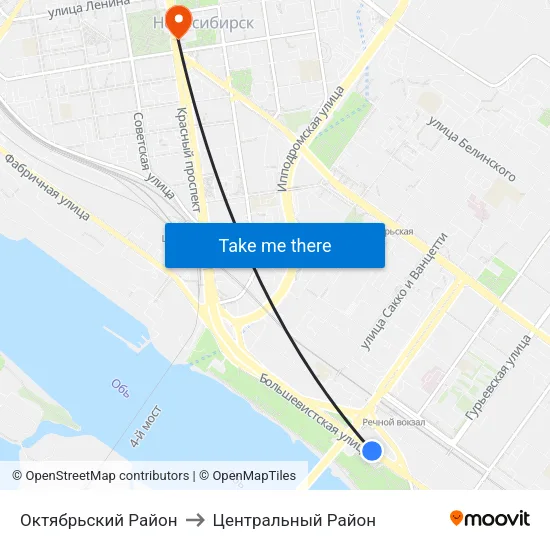 Октябрьский Район to Центральный Район map