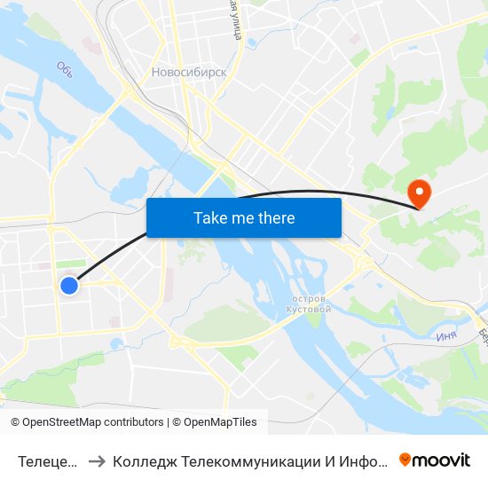 Телецентр to Колледж Телекоммуникации И Информатики map