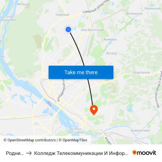 Родники to Колледж Телекоммуникации И Информатики map