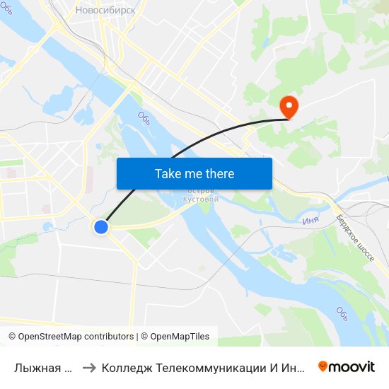 Лыжная База to Колледж Телекоммуникации И Информатики map