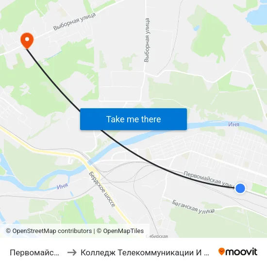 Первомайская Ул. to Колледж Телекоммуникации И Информатики map