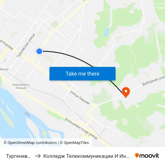 Тургенева Ул. to Колледж Телекоммуникации И Информатики map