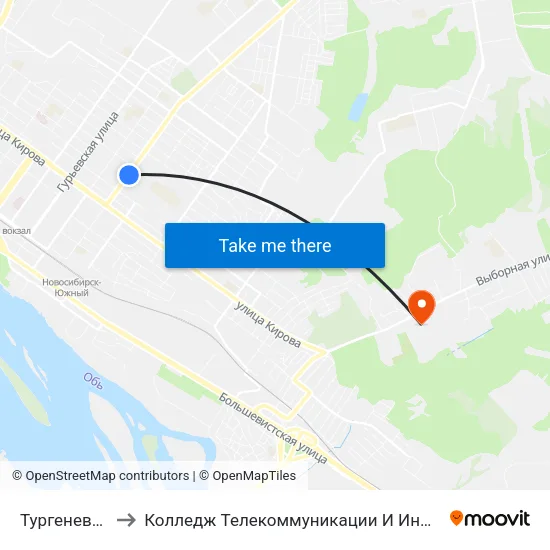 Тургенева Ул. to Колледж Телекоммуникации И Информатики map