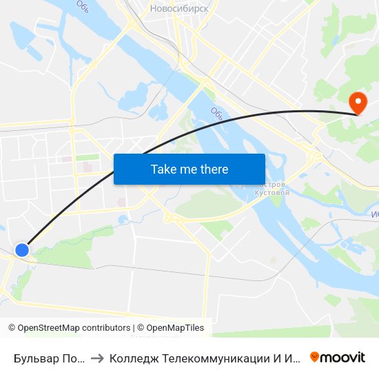 Бульвар Победы to Колледж Телекоммуникации И Информатики map