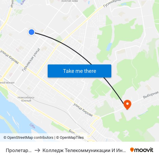 Пролетарская to Колледж Телекоммуникации И Информатики map