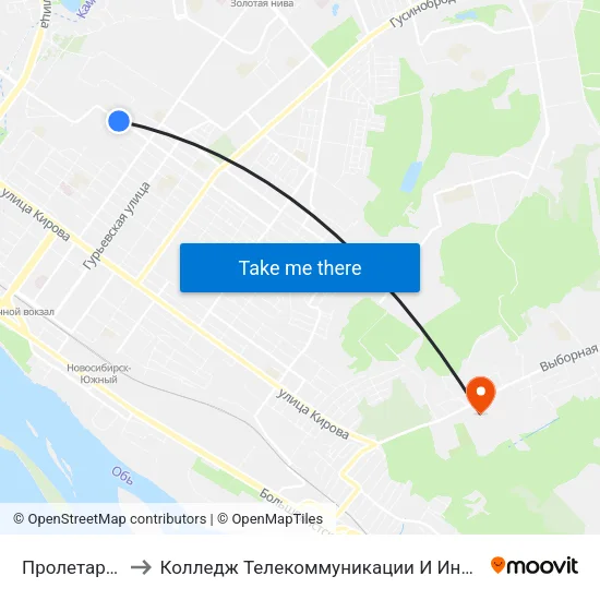 Пролетарская to Колледж Телекоммуникации И Информатики map