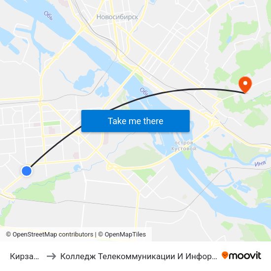 Кирзавод to Колледж Телекоммуникации И Информатики map