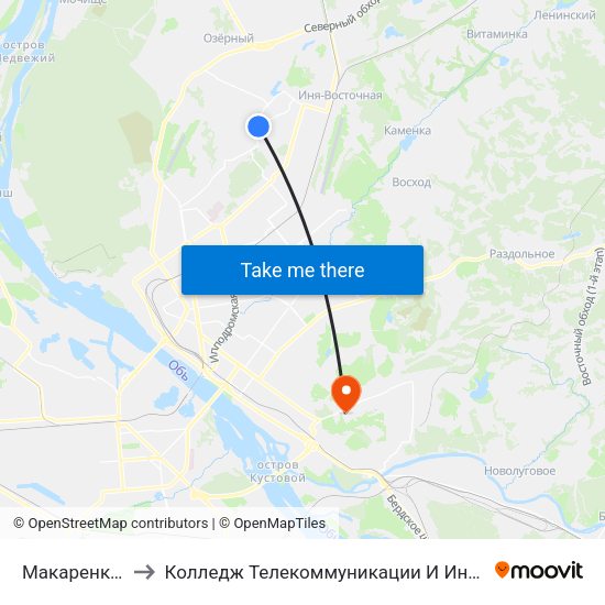 Макаренко Ул. to Колледж Телекоммуникации И Информатики map