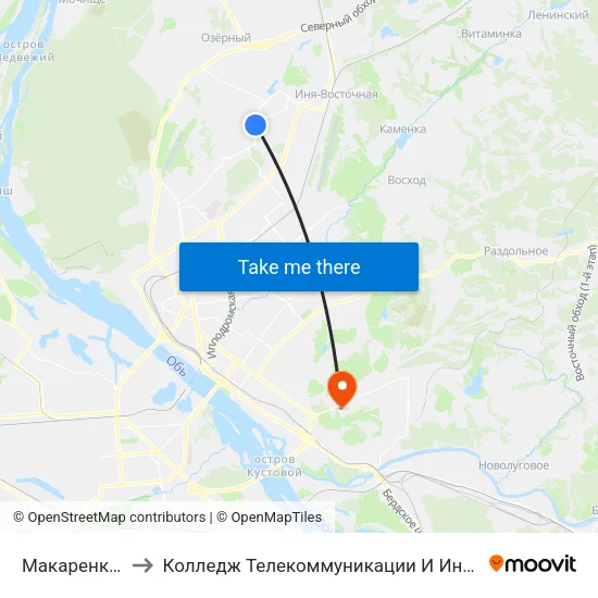 Макаренко Ул. to Колледж Телекоммуникации И Информатики map