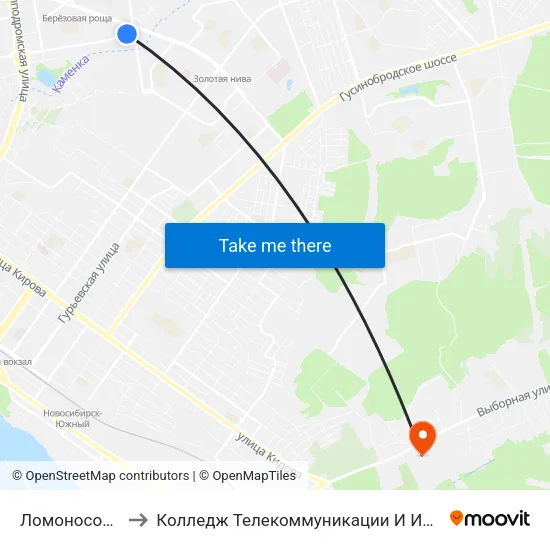 Ломоносова Ул. to Колледж Телекоммуникации И Информатики map