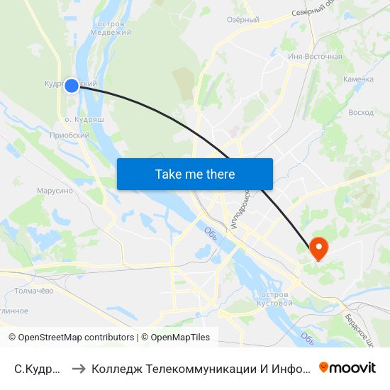 С.Кудряши to Колледж Телекоммуникации И Информатики map