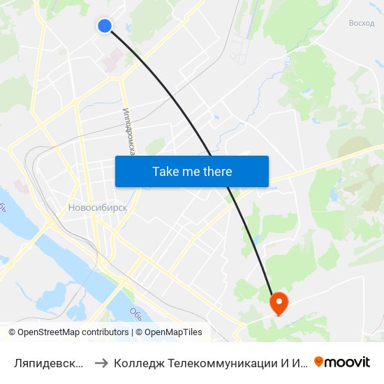 Ляпидевского Ул. to Колледж Телекоммуникации И Информатики map