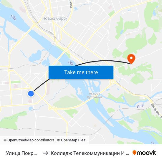 Улица Покрышкина to Колледж Телекоммуникации И Информатики map