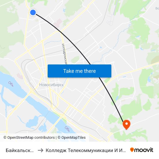 Байкальская Ул. to Колледж Телекоммуникации И Информатики map