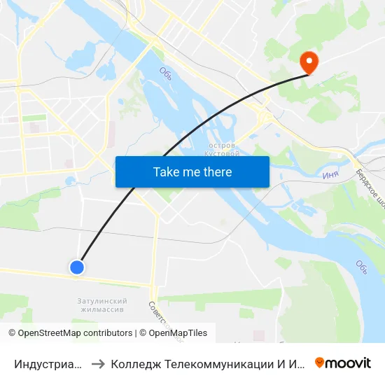 Индустриальная to Колледж Телекоммуникации И Информатики map