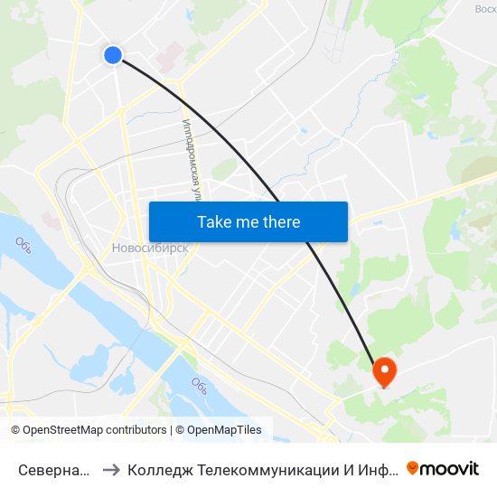 Северная Ул. to Колледж Телекоммуникации И Информатики map