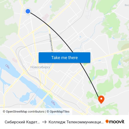 Сибирский Кадетский Корпус to Колледж Телекоммуникации И Информатики map