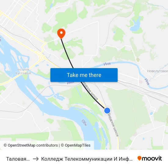 Таловая Ул. to Колледж Телекоммуникации И Информатики map
