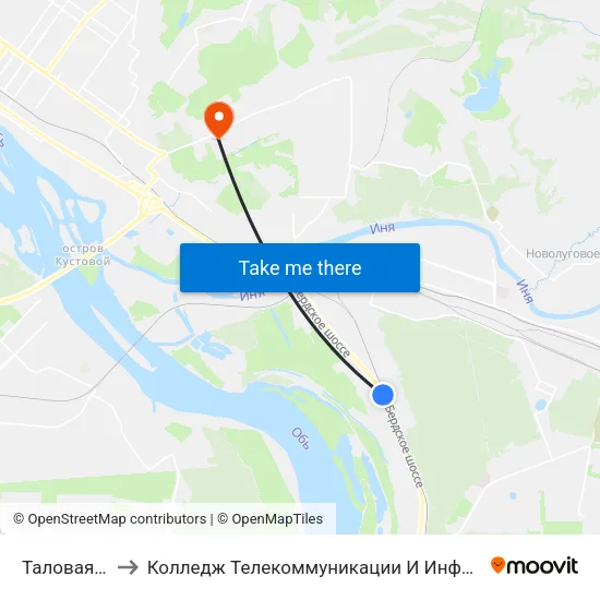 Таловая Ул. to Колледж Телекоммуникации И Информатики map